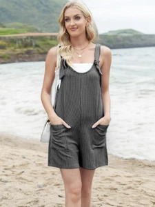 Women's Summer Sleeveless Romper Adjustable Loose Jumpsuit Casaul Striped Overal - Picture 1 of 30