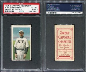 1909-11 T206 Rube Marquard HOF Sweet Caporal 150 649 OP PSA 4 mc Clean