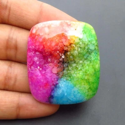 Solar Druzy Quartz Gems 41x36mm 124 Cts Multi Baguette Cabs Loose For DIY SO-595 - Image 1 of 3