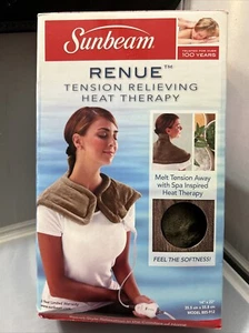 New! Sunbeam Renue Tension Relieving Heat Therapy Heating Pad  Brown - Picture 1 of 6