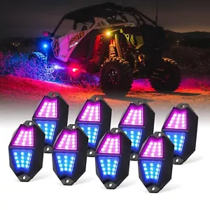 8X RGBW 192 LED Rock Lights Multicolor Music Underglow Lights Kit w/ APP Remote - Picture 1 of 9