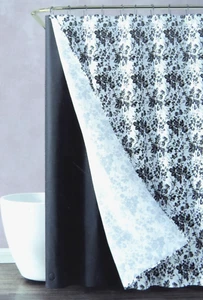 Luv Betsey Johnson 14-teiliges Duschvorhang + Futter & Haken Set WC schwarz/whi Brandneu in Verpackung - Bild 1 von 4