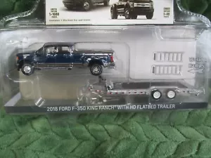 Greenlight Hitch & Tow '18 Ford F-350 King Ranch w/ HD Flatbed Trailer Exclusive - Picture 1 of 12