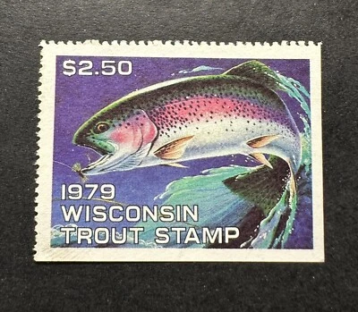 WTDstamps - 1979 WISCONSIN - State Trout Fishing Stamp - Mint OG NH - Image 1 of 2