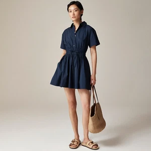J.Crew Navy Elena Mini Shirtdress Cotton Poplin Short Sleeves Size 10 CI853 - Picture 1 of 8