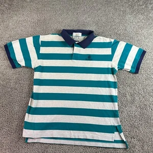 VINTAGE Lacoste Shirt Mens Large Green White Striped International Tour - Picture 1 of 14
