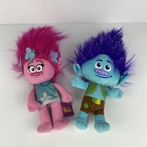 DreamWorks Trolls World Tour Branch & Poppy Plush Stuffed Toy Doll Bundle Lot - Picture 1 of 16