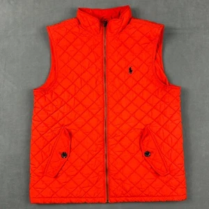 Polo Ralph Lauren Vest Youth XL 18-20 Quilted Orange Full Zip Flap Pockets - Picture 1 of 9