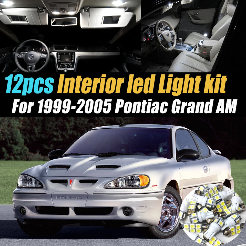 Kit de bombillas LED interiores de coche súper blancas de 12 piezas para Pontiac Grand AM 1999-2005 Foto 1 de 4