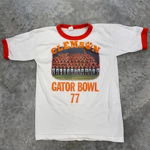 Vintage Clemson Tigers t shirt mens small 70s ringer 1977 Gator bowl football - Picture 1 of 8