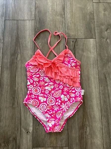Kids One-Piece Swimsuit, Girl's Size S 7-8 Youth, Pink Coral Floral NWOT - Picture 1 of 3