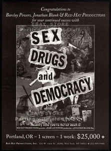 SESSO, DROGA E DEMOCRAZIA__promo/poster originale 1994 Trade AD__Jonathan Blank - Foto 1 di 1