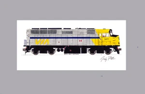 Estampado enmarañado VIA Rail F40PH-2 #6411 11""x17"" firmado por Andy Fletcher - Imagen 1 de 1