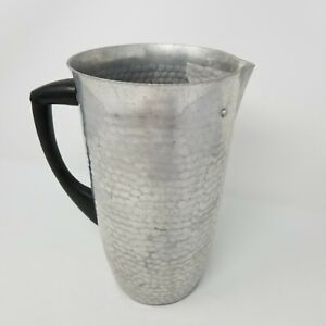 Vintage Mid Century Hammered Aluminum Water Pitcher Made In Spain