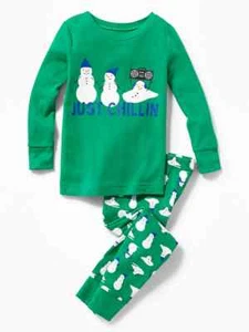 NWT Old Navy Snowman Boombox Just Chillin Sleep Set Pajamas Set Toddler Boys 3T - Picture 1 of 1