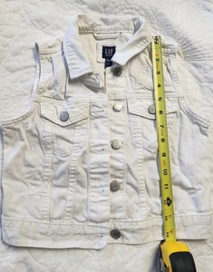 Gap White Denim Vest Girls Sz Medium - Picture 1 of 4