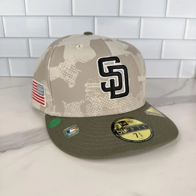 San Diego Padres Camo Hat Cap Fitted Mens 7 3/4 Baseball New Era Armed Forces - Image 1 of 4