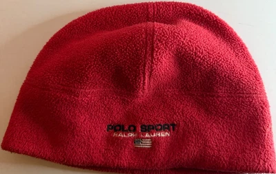 Polo Sport Ralph Lauren USA RED Men's Hat Logo Fleece Beanie Skull Ski USED - Image 1 of 4