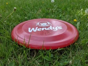 WENDY'S COMIDA RÁPIDA RESTAURANTE DIVERTIDO VOLANTE DISCO VOLADOR JUGUETE 8.5" Rojo Translúcido EE. UU. - Imagen 1 de 4