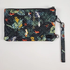 Lug Peekaboo Wristlet Wildlife Jungle 5” X 8” Handbag Bird Monkey Cheetah - Picture 1 of 18