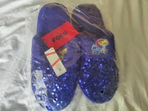 FOCO KU Sequined Clog Slippers Womens Size XL(11-12) College Fans NWT - Picture 1 of 2
