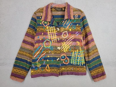 Vintage Alex Kim Embroidered Art to wear Jacket Womens Large Mexican Blanket - Image 1 of 4