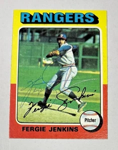 1975 Topps HOF FERGIE JENKINS JSA MT SIGNED AUTO Baseball Card #60 RANGERS NM - Picture 1 of 2