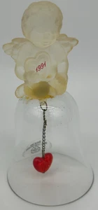 Campana di cristallo cuore angelo 1991 ~ clapper a forma di cuore ~ campana di cristallo decorativa - Foto 1 di 8