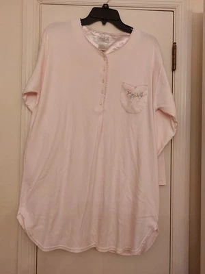 CAMISÓN ARIA ROSA MEZCLA ALGODÓN MANGA LARGA BOTÓN DELANTERO - TALLA MEDIANA Foto 1 de 4