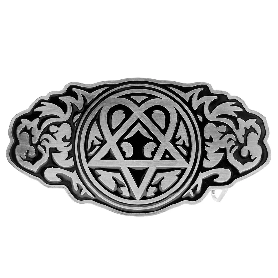 Hebilla de cinturón HIM Tribal Heartagram plateada para hombre Foto 1 de 1