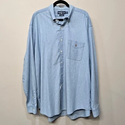 Vintage Ralph Lauren Big Shirt Men XL Chambray Western Heritage Americana Rustic - Image 1 of 4