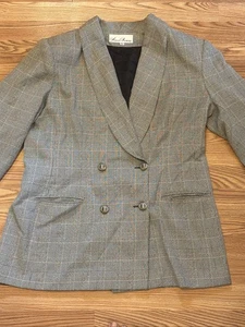 Ashley Stewart Blazer Plaid Double Breasted Button Plus Size 18W Grey - Picture 1 of 5