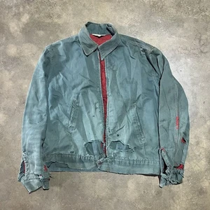 Vintage 50s Fruit of the Loom Green Boxy Workwear Jacket 1950s True Vintage - Picture 1 of 7