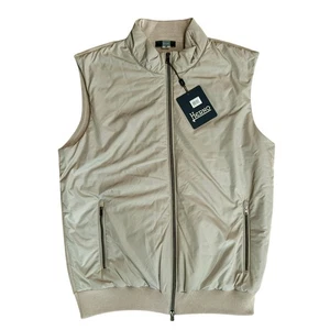 NWT Herno Men's Gilet Mixed Media Zippered Vest Knit Padded Beige/Tan Size 52 - Picture 1 of 10
