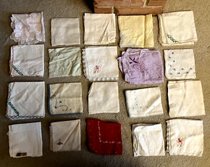 Lote de 20 pañuelos vintage florales y bordados - Imagen 1 de 1