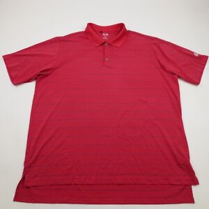 Adidas Golf Shirt XXL Mens 2XL Red Striped Polo Climalite Performance White Logo