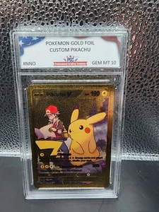 Tarjeta de coleccionista texturizada de arte de fan de lámina dorada Ash & Pikachu V TG16/TG30 HP190 - Imagen 1 de 2