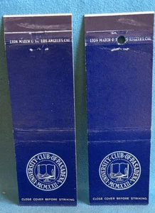 2 Matchbook Covers University Club Of Pasadena California C105 - Picture 1 of 2