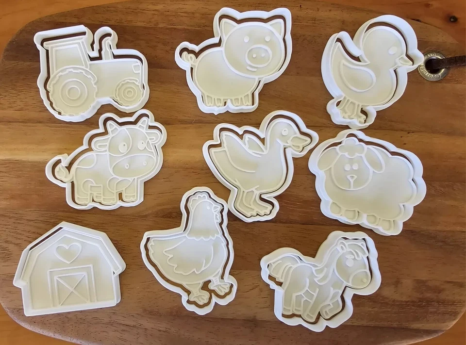 Farm Yard Animals Cookie Cutter & Embosser Cutter Set - Cow Tractor Barn Pig - image 1 of 1