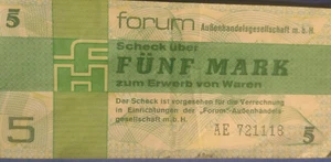 Forumscheck ddr - Papierersatzgeld für den Intershop - 5,- Mark - Original -1979 - Bild 1 von 2