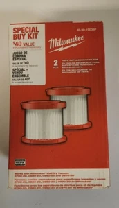 MILWAUKEE Wet/Dry Vacuum Hepa Replacement Filter (2-Pack) 49-90-1900BF Brand New - Picture 1 of 3