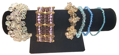 Lote de 6 Pulseras Puño Cuentas Alambre Redondo Elástico Bisutería 7.5" Foto 1 de 4