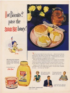 1949 SIOUX BEE Honey & Hot Biscuits Native American Sioux City, Idaho Print Ad - Picture 1 of 1