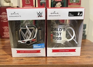 Hallmark Ornaments WWE Champion Belt And The Office Boss Mug In Orig Boxes - Picture 1 of 5