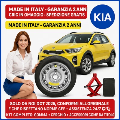 💥Kit Ruotino Scorta Kia Stonic 16” 4 Fori Con Cric + Astuccio Gratis DOT2025 🛞 - Imagen 1 de 4
