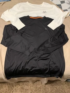 Realtree Men's Heavyweight White Cotton Thermal Under Shirt Top Large Plus Black - Picture 1 of 8