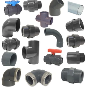 PVC Klebefittings 16 20 25 32 40 50mm T-Stück Bogen Rohr Winkel Muffe Übergang - Picture 1 of 26