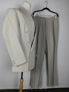 Pronti Mens Sz 40S Pants 33in Waist 36in Inseam unhemd Biege Suede Feel suit R - Picture 1 of 12