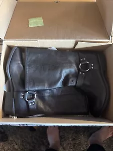 Frye Mujer Phillip Boot Talla 4Alto Arnés Western Negro Cuero Cremallera Trasera NUEVO - Imagen 1 de 8