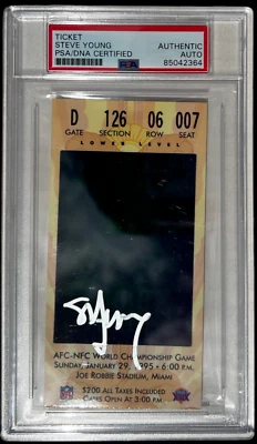 STEVE YOUNG SIGNED SUPER BOWL 1995 XXIX FOOTBALL TICKET 49ERS SB AUTO PSA/DNA - Image 1 of 2